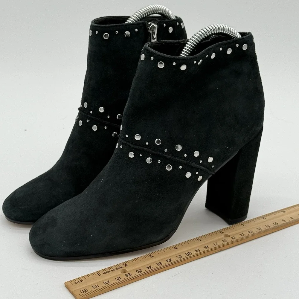 Sam Edelman Womens Black Leather Suede Zip Up Studded Chandler Ankle Boots 6.5 M